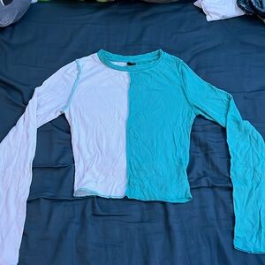 Long sleeve color block top